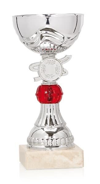 Copa economica plateada bola roja 