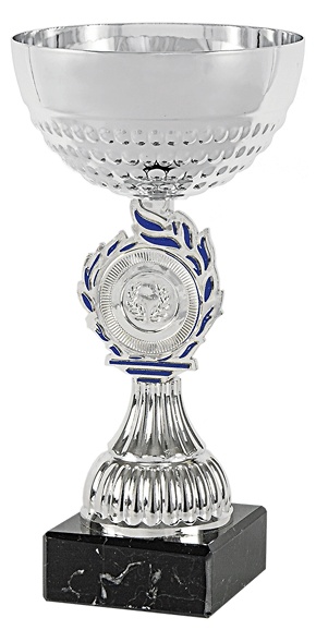 Copa economica plateada y azul. Modelo alto. 