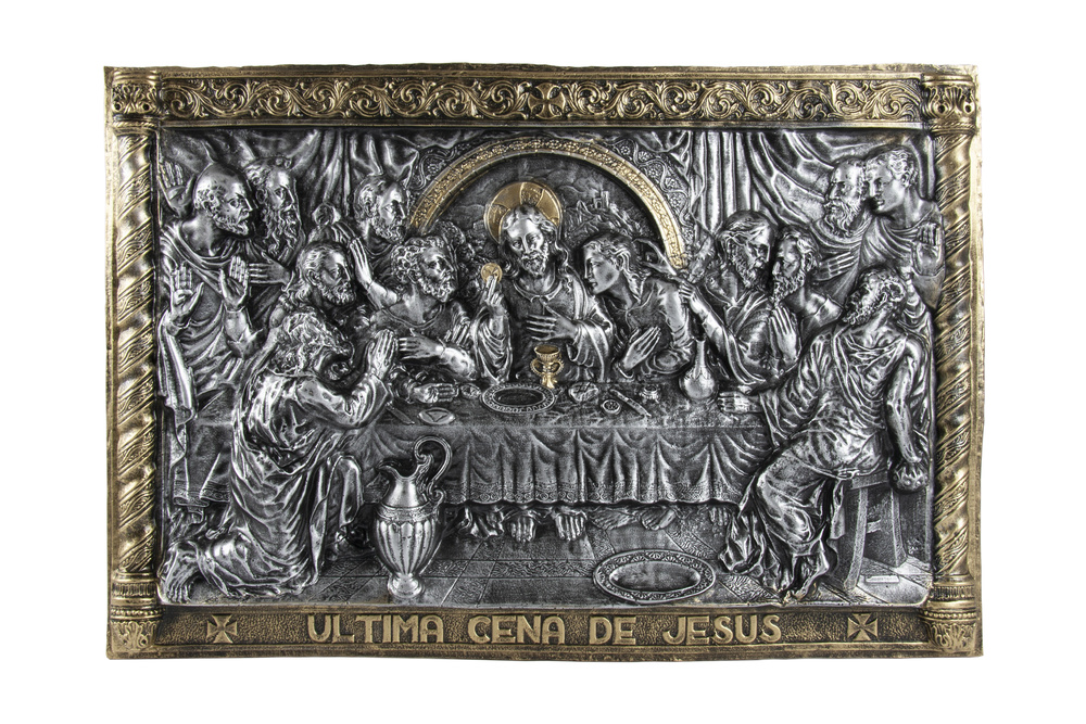 Cuadro ultima cena de Jesús en resina decorada 