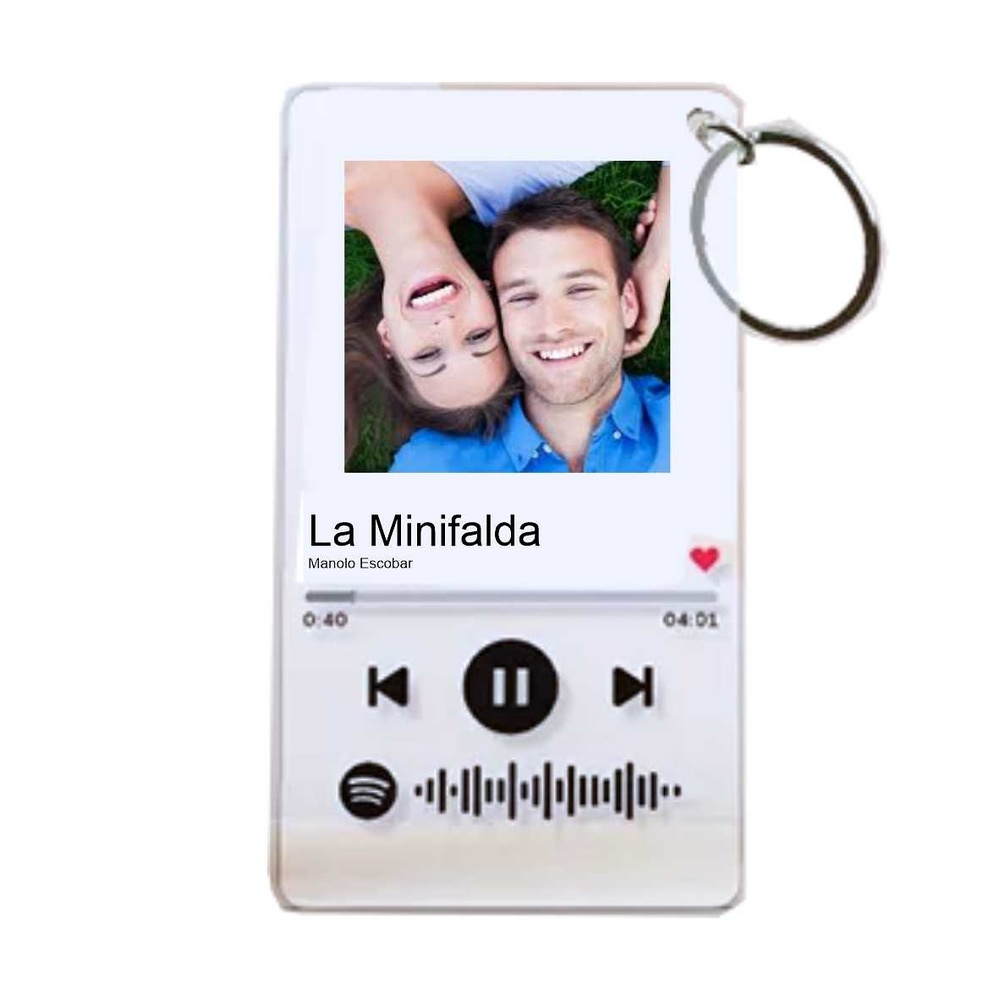 Llavero de metacrilato con foto y codigo 