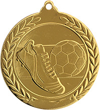 Medalla Deportiva de 50 mm Ø acabado en oro de futbol 