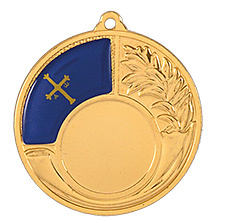 Medalla deportiva de 50 mm Ø con bandera autonómica y disco deportivo 