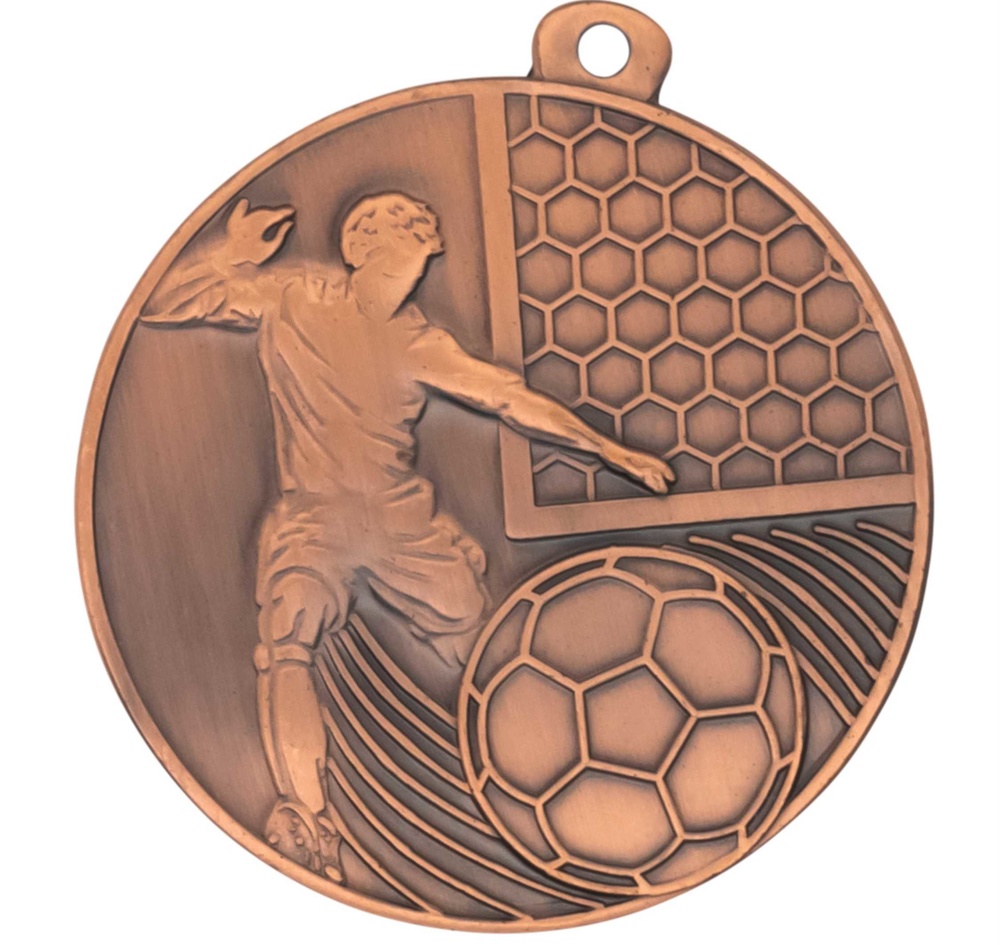 Medalla metalica para futbol en dorado Bronce 50 mm Ø 