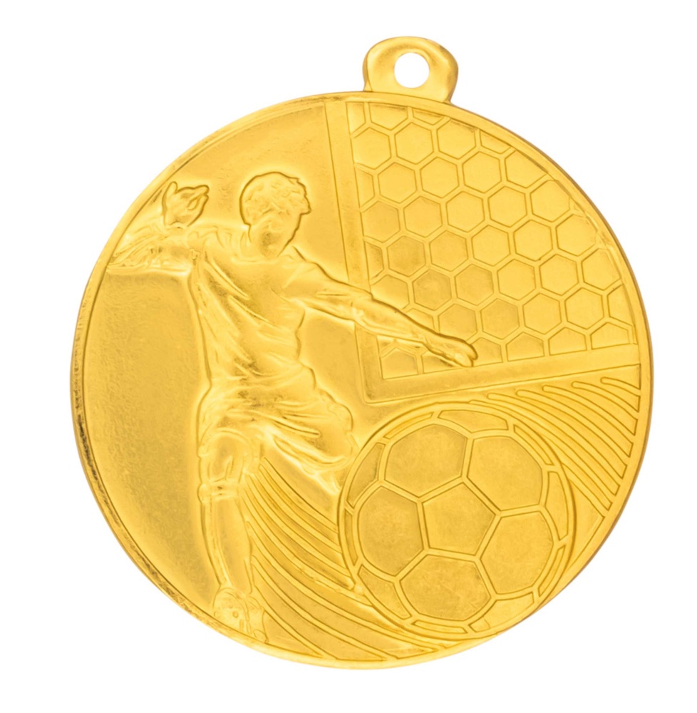 Medalla metalica para futbol en dorado Oro 50 mm Ø 
