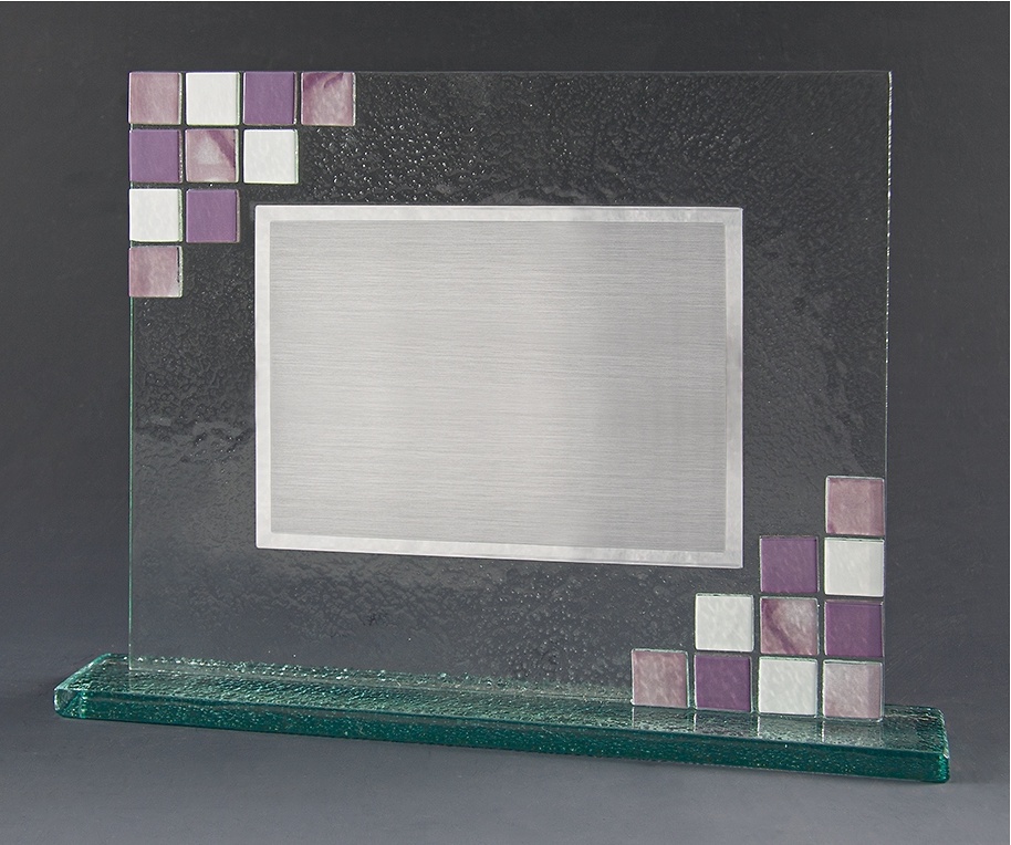 Placa Conmemorativa cristal cuadrados colores 