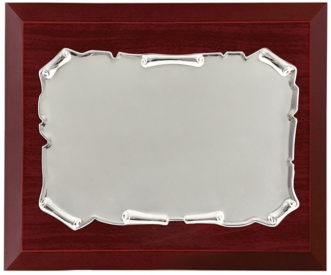 Placa conmemorativa Plateada Pergamino brillo estampado 