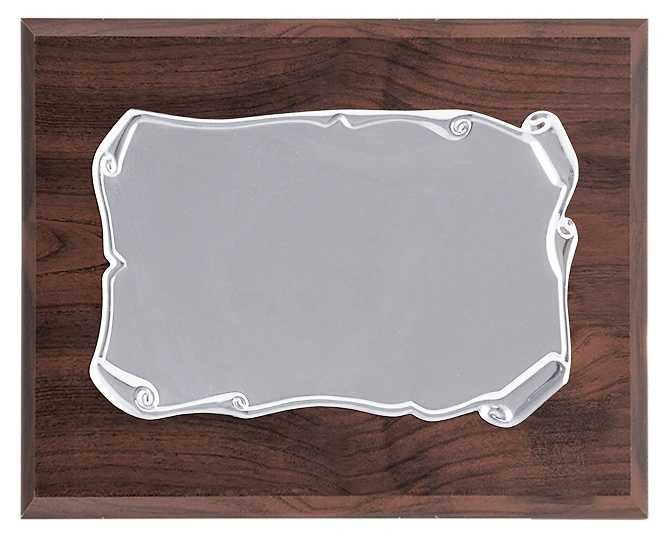 Placa conmemorativa pergamino brillo plateado con volumen 