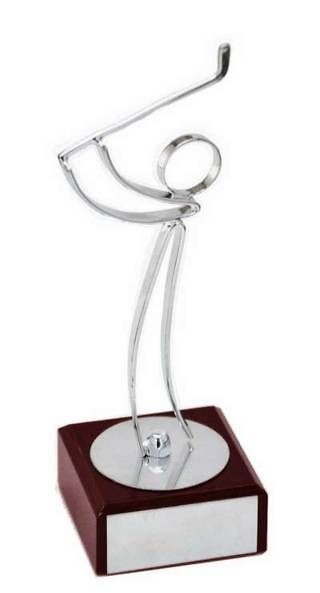 Trofeo Artesanal Jugador de golf en latón plateado. 