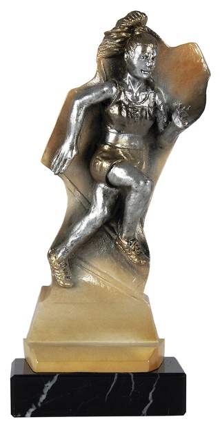Trofeo Atletismo corredor en resina con peana de madera. 