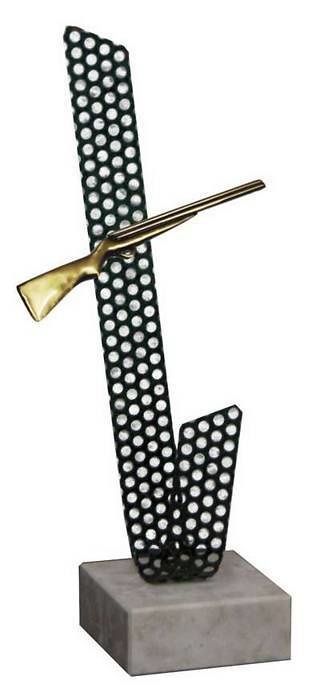 Trofeo Artesanal Laton Tiro Arma de Fuego 