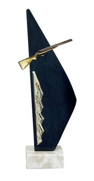 Trofeo Artesanal Laton Tiro Arma de Fuego 