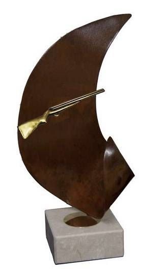 Trofeo Artesanal Laton Tiro Arma de Fuego 