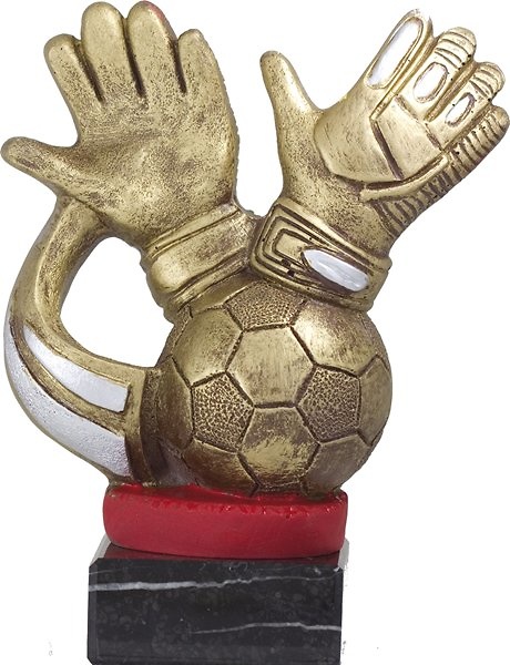 Trofeo Guantes Portero Futbol Dorado 19 cm 