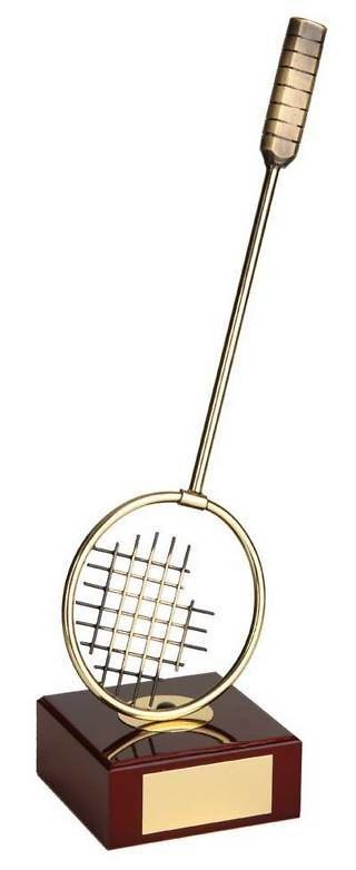 Trofeo bádminton raqueta dorada 