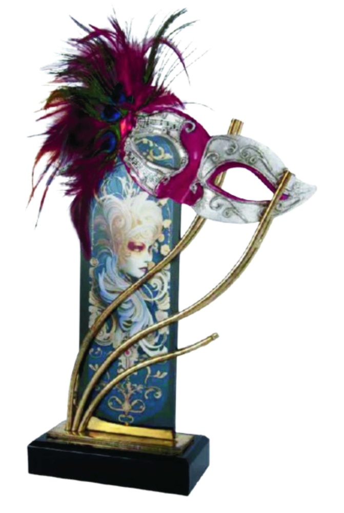 Trofeo carnaval de cristal con máscara 