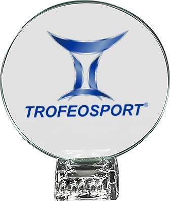 Trofeo circular con peana de cristal 