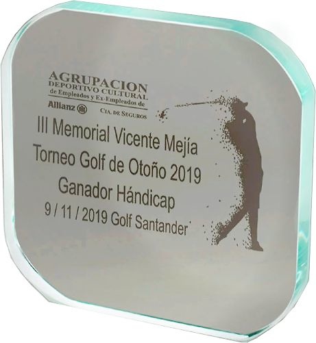 Trofeo cristal cuadrado esquinas redondeadas lampery 