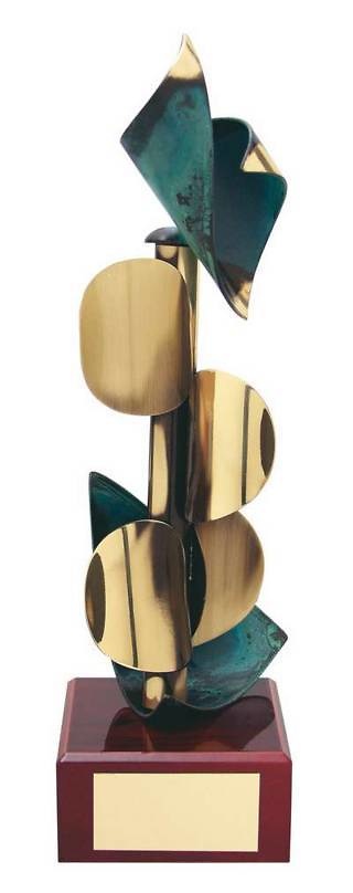 Trofeo diseño dorado y verde 