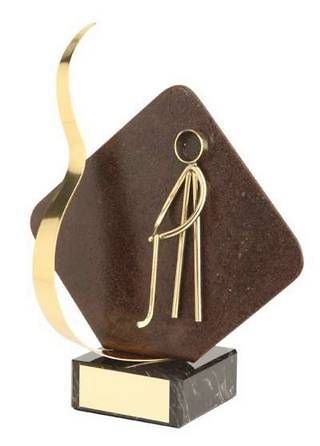 Trofeo golf detalle rombo con aplique golfista 