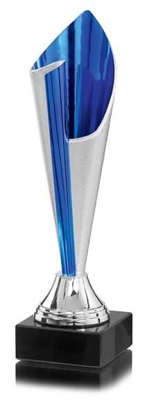 Copa woker plateada con detalles en azul 