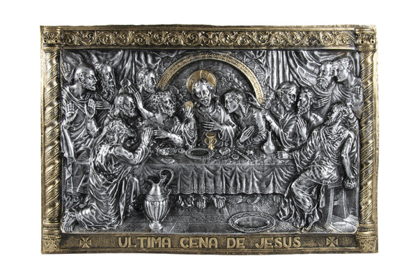 Cuadro ultima cena de Jesús en resina decorada 