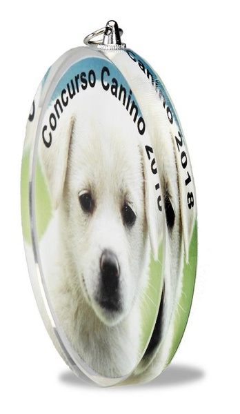 Medalla cristal impresion color 70 mm x 10 mm de espesor modelo crystal 
