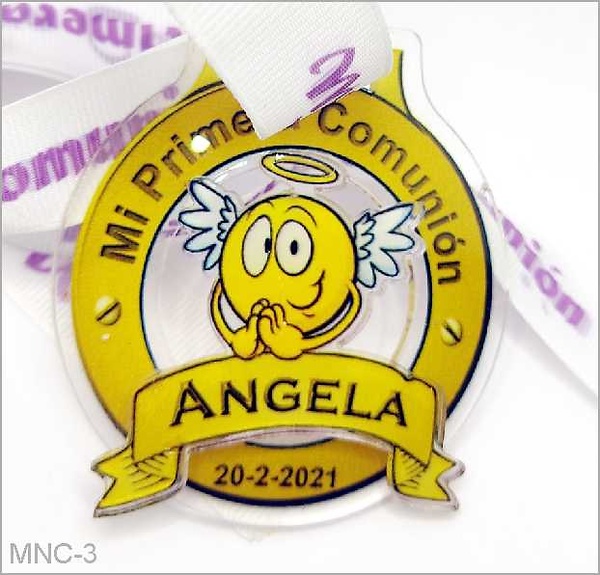 Medalla metacrilato con pergamino amarillo oro 