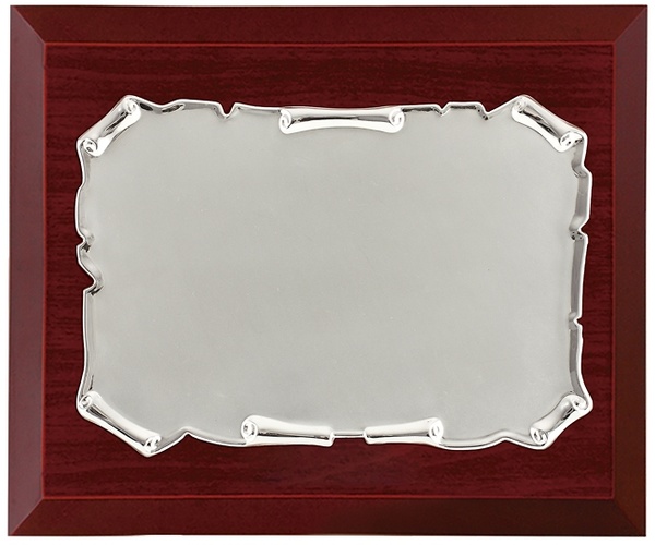 Placa conmemorativa Plateada Pergamino brillo estampado 
