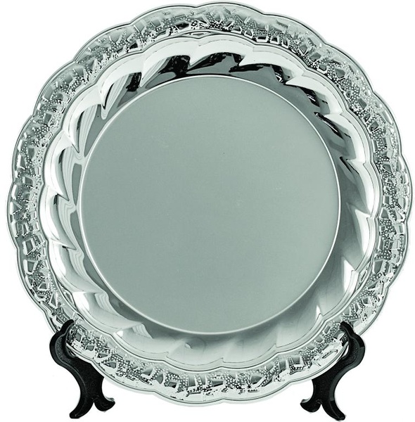Plato decorativo plateado floral 