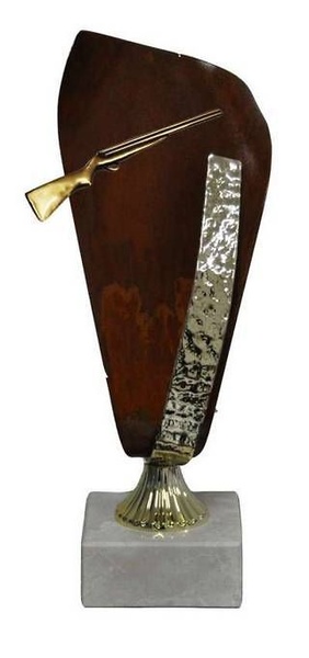 Trofeo Artesanal Laton Tiro Arma de Fuego 