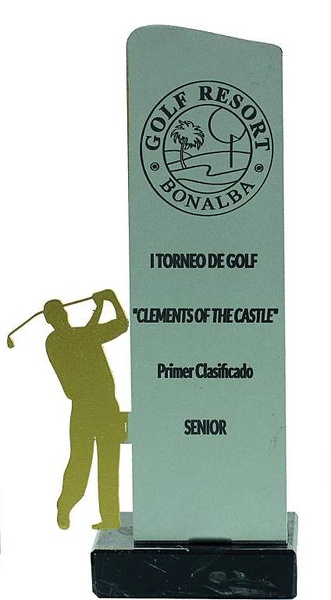Trofeo silueta metal de golf 