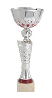 Copa plateada detalles en rojo cuerpo ceramica