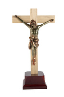 Cruz de madera con cristo en resina