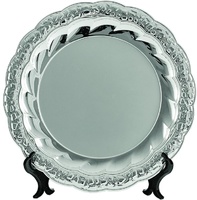 Plato decorativo plateado floral