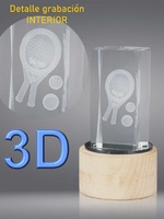 Trofeo Cubo Rectangular de Cristal Optico con luz