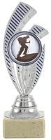 Trofeo Plateado y azul con ramo y disco deportivo