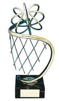Trofeo baloncesto canasta y balón dorado