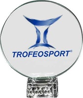 Trofeo circular con peana de cristal