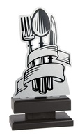 Trofeo corte metal cubiertos cinta