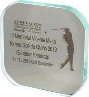 Trofeo cristal cuadrado esquinas redondeadas lampery