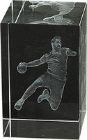 Trofeo cubo de cristal 3D balonmano Lozoya