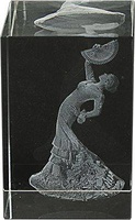 Trofeo cubo de cristal optico grabacion 3D Lozoya