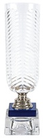 Trofeo de Cristal Alargado Pie Plateado y azul