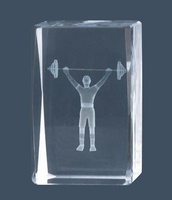 Trofeo de Culturismo halterofilia Lozoya, cubo de cristal.