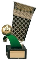 Trofeo fútbol balón, campo y portería