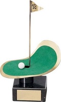 Trofeo golf banderín y césped