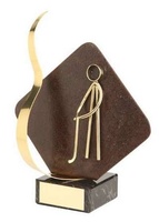 Trofeo golf detalle rombo con aplique golfista