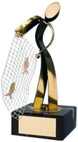 Trofeo pesca pescador con red