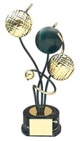 Trofeo petanca bolas y boliche dorados y negros