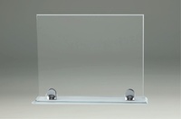 Trofeo placa de cristal sujecciones metalicas modelos faster